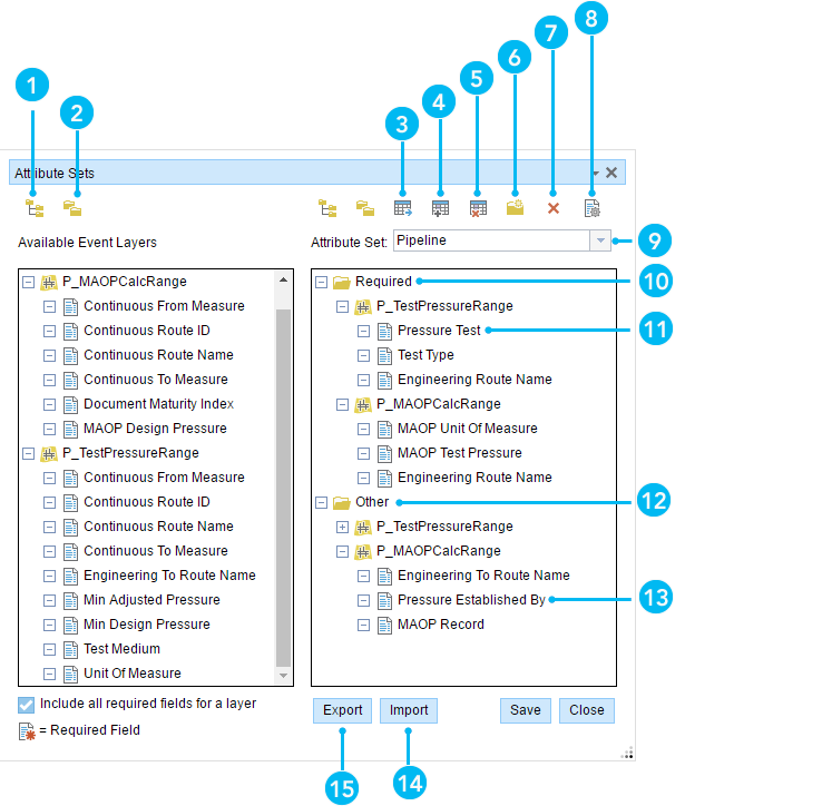 Attribute sets in the Event Editor Attribute sets in the Event Editor