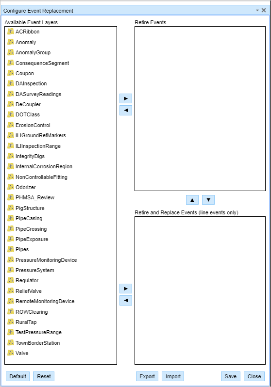 Opening the Configure Event Replacement widget Opening the Configure Event Replacement widget